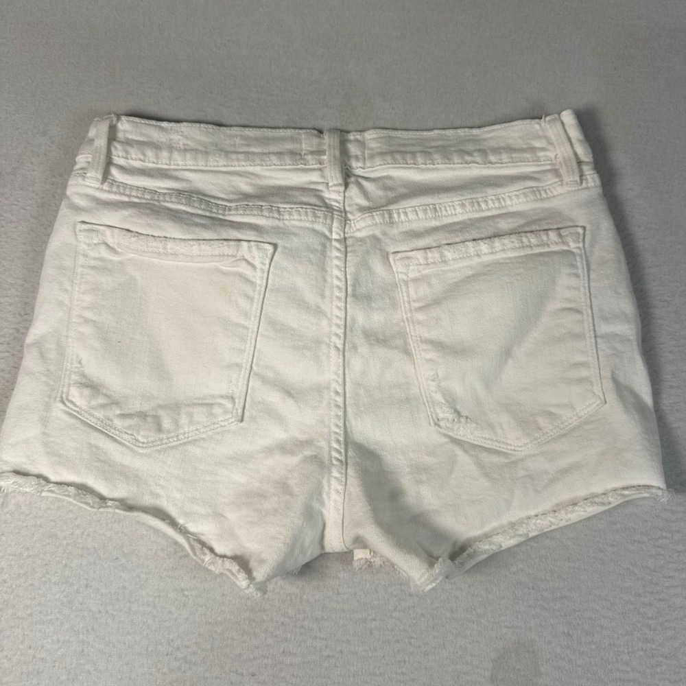 Frame Le Cutoff‎ Denim Shorts Womens 28 White Distressed Raw Hem Summer Festival - Picture 4 of 11
